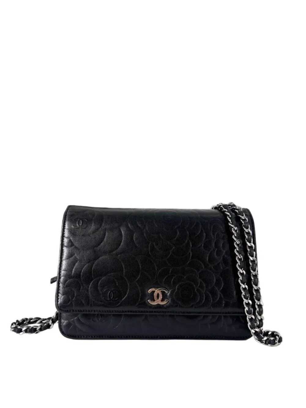Chanel Super Camellia Black Chain Shoulder